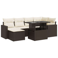 Thumbnail for 7-tlg. Garten-Sofagarnitur mit Kissen Braun Poly Rattan