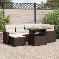Thumbnail for 7-tlg. Garten-Sofagarnitur mit Kissen Braun Poly Rattan