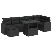 Thumbnail for 8-tlg. Garten-Sofagarnitur mit Kissen Schwarz Poly Rattan
