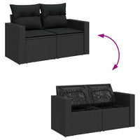 Thumbnail for 8-tlg. Garten-Sofagarnitur mit Kissen Schwarz Poly Rattan