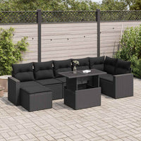 Thumbnail for 8-tlg. Garten-Sofagarnitur mit Kissen Schwarz Poly Rattan
