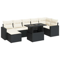 Thumbnail for 8-tlg. Garten-Sofagarnitur mit Kissen Schwarz Poly Rattan