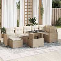 Thumbnail for 8-tlg. Garten-Sofagarnitur mit Kissen Beige Poly Rattan