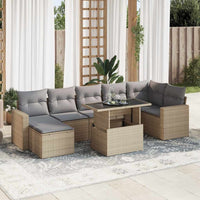 Thumbnail for 8-tlg. Garten-Sofagarnitur mit Kissen Beige Poly Rattan