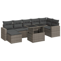 Thumbnail for 8-tlg. Garten-Sofagarnitur mit Kissen Grau Poly Rattan