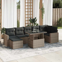 Thumbnail for 8-tlg. Garten-Sofagarnitur mit Kissen Grau Poly Rattan