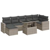 Thumbnail for 8-tlg. Garten-Sofagarnitur mit Kissen Hellgrau Poly Rattan