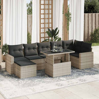 Thumbnail for 8-tlg. Garten-Sofagarnitur mit Kissen Hellgrau Poly Rattan