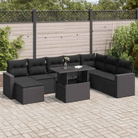 Thumbnail for 9-tlg. Garten-Sofagarnitur mit Kissen Schwarz Poly Rattan