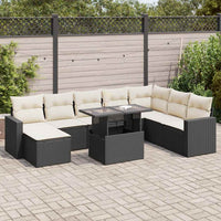 Thumbnail for 9-tlg. Garten-Sofagarnitur mit Kissen Schwarz Poly Rattan