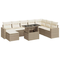 Thumbnail for 9-tlg. Garten-Sofagarnitur mit Kissen Beige Poly Rattan