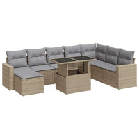 Thumbnail for 9-tlg. Garten-Sofagarnitur mit Kissen Beige Poly Rattan