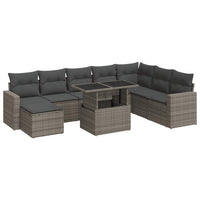 Thumbnail for 9-tlg. Garten-Sofagarnitur mit Kissen Grau Poly Rattan