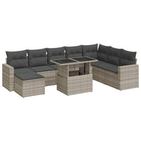Thumbnail for 9-tlg. Garten-Sofagarnitur mit Kissen Hellgrau Poly Rattan