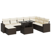 Thumbnail for 9-tlg. Garten-Sofagarnitur mit Kissen Braun Poly Rattan