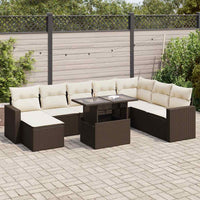 Thumbnail for 9-tlg. Garten-Sofagarnitur mit Kissen Braun Poly Rattan
