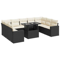 Thumbnail for 10-tlg. Garten-Sofagarnitur mit Kissen Schwarz Poly Rattan