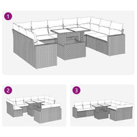 Thumbnail for 10-tlg. Garten-Sofagarnitur mit Kissen Schwarz Poly Rattan