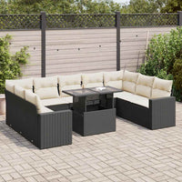 Thumbnail for 10-tlg. Garten-Sofagarnitur mit Kissen Schwarz Poly Rattan