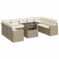 Thumbnail for 10-tlg. Garten-Sofagarnitur mit Kissen Beige Poly Rattan