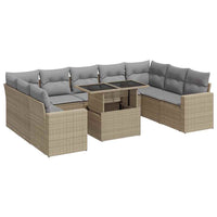 Thumbnail for 10-tlg. Garten-Sofagarnitur mit Kissen Beige Poly Rattan