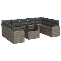 Thumbnail for 10-tlg. Garten-Sofagarnitur mit Kissen Grau Poly Rattan