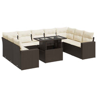 Thumbnail for 10-tlg. Garten-Sofagarnitur mit Kissen Braun Poly Rattan