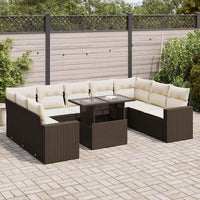 Thumbnail for 10-tlg. Garten-Sofagarnitur mit Kissen Braun Poly Rattan