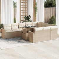 Thumbnail for 11-tlg. Garten-Sofagarnitur mit Kissen Beige Poly Rattan