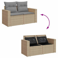 Thumbnail for 11-tlg. Garten-Sofagarnitur mit Kissen Beige Poly Rattan