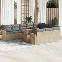 Thumbnail for 11-tlg. Garten-Sofagarnitur mit Kissen Beige Poly Rattan