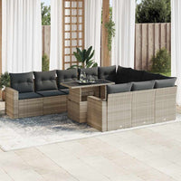 Thumbnail for 11-tlg. Garten-Sofagarnitur mit Kissen Hellgrau Poly Rattan