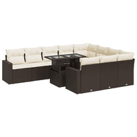 Thumbnail for 11-tlg. Garten-Sofagarnitur mit Kissen Braun Poly Rattan