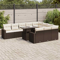 Thumbnail for 11-tlg. Garten-Sofagarnitur mit Kissen Braun Poly Rattan