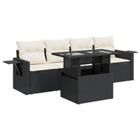 Thumbnail for 5-tlg. Garten-Sofagarnitur mit Kissen Schwarz Poly Rattan