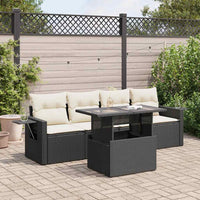Thumbnail for 5-tlg. Garten-Sofagarnitur mit Kissen Schwarz Poly Rattan