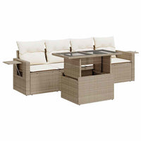 Thumbnail for 5-tlg. Garten-Sofagarnitur mit Kissen Beige Poly Rattan