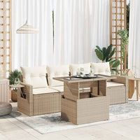 Thumbnail for 5-tlg. Garten-Sofagarnitur mit Kissen Beige Poly Rattan
