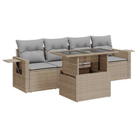 Thumbnail for 5-tlg. Garten-Sofagarnitur mit Kissen Beige Poly Rattan