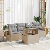 Thumbnail for 5-tlg. Garten-Sofagarnitur mit Kissen Beige Poly Rattan