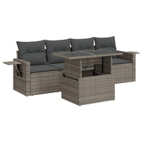 Thumbnail for 5-tlg. Garten-Sofagarnitur mit Kissen Grau Poly Rattan