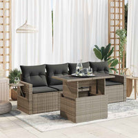 Thumbnail for 5-tlg. Garten-Sofagarnitur mit Kissen Grau Poly Rattan