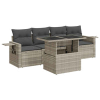 Thumbnail for 5-tlg. Garten-Sofagarnitur mit Kissen Hellgrau Poly Rattan