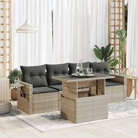 Thumbnail for 5-tlg. Garten-Sofagarnitur mit Kissen Hellgrau Poly Rattan