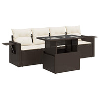 Thumbnail for 5-tlg. Garten-Sofagarnitur mit Kissen Braun Poly Rattan
