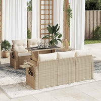 Thumbnail for 6-tlg. Garten-Sofagarnitur mit Kissen Beige Poly Rattan