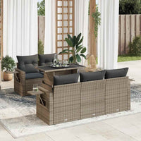 Thumbnail for 6-tlg. Garten-Sofagarnitur mit Kissen Grau Poly Rattan