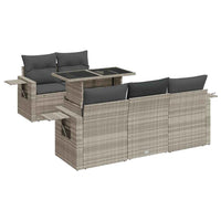 Thumbnail for 6-tlg. Garten-Sofagarnitur mit Kissen Hellgrau Poly Rattan
