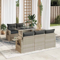 Thumbnail for 6-tlg. Garten-Sofagarnitur mit Kissen Hellgrau Poly Rattan