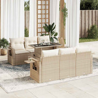 Thumbnail for 7-tlg. Garten-Sofagarnitur mit Kissen Beige Poly Rattan